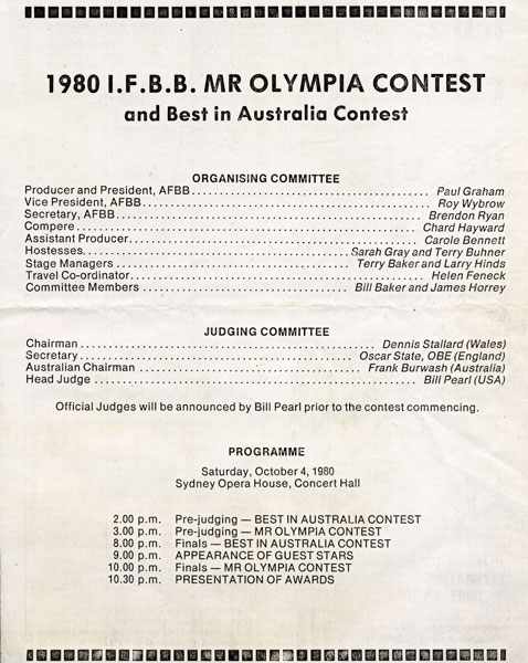 1980 Mr. Olympia Program