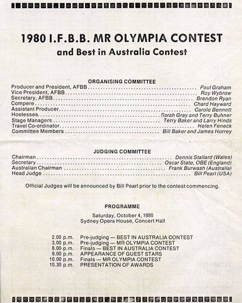 1980 Mr. Olympia Program